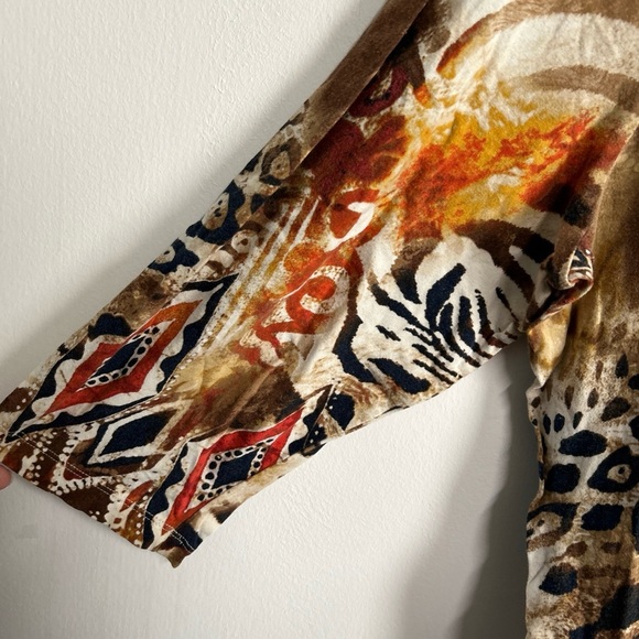 ALFRED DUNNER Women’s XL Animal Print Gold Sequin V Neck T Shirt Stretch L/S - Picture 7 of 15